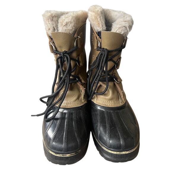 Vintage SOREL Womans 6 RAM Waterproof Snow Boots Shearling WOOL Lining Brown Tan - Picture 2 of 6